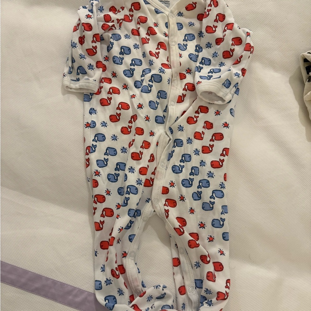 Roller Rabbit Red and Blue Whale Print Kids Footie